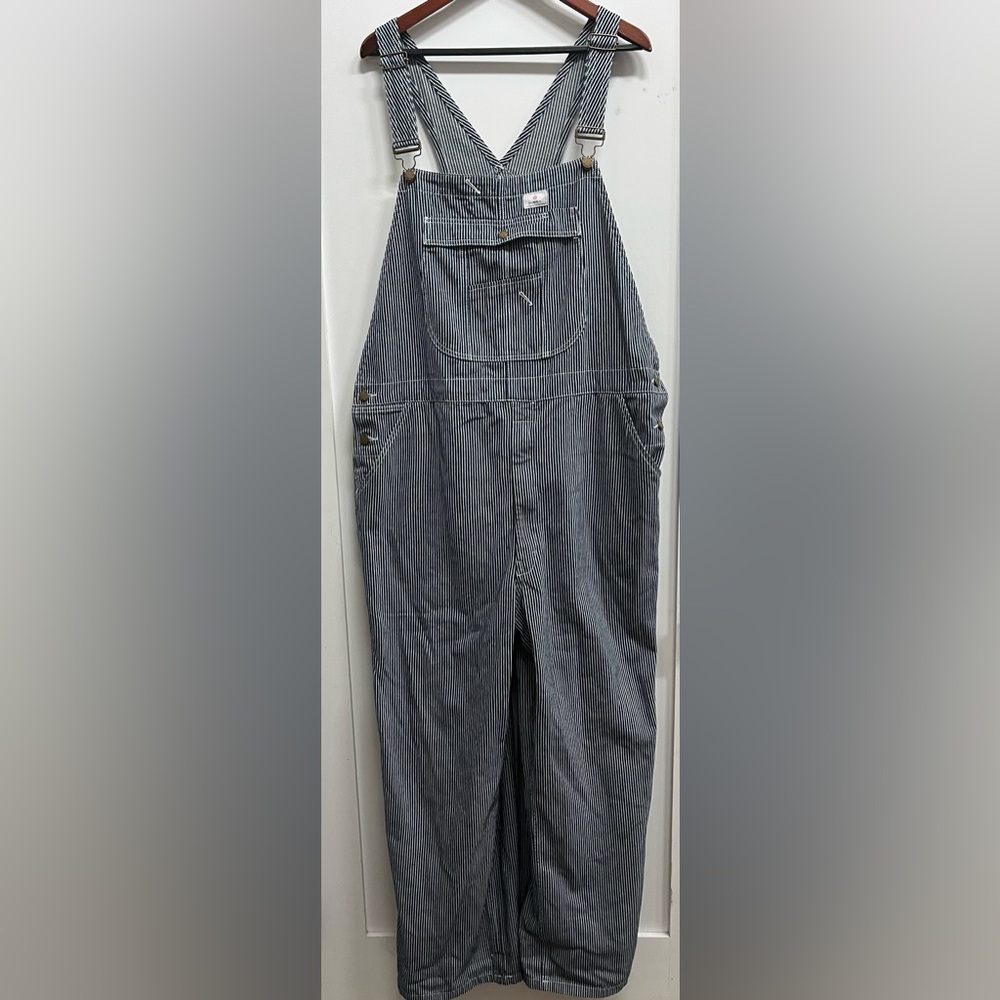HISEA Men’s Denim stripped overalls, railroad stripes